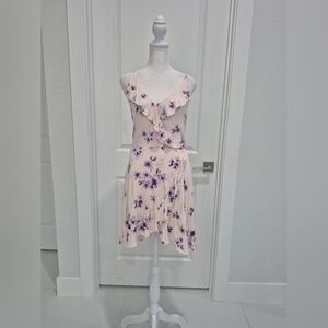 Forever 21 Light Pink Floral Ruffle Wrap Mini Dress